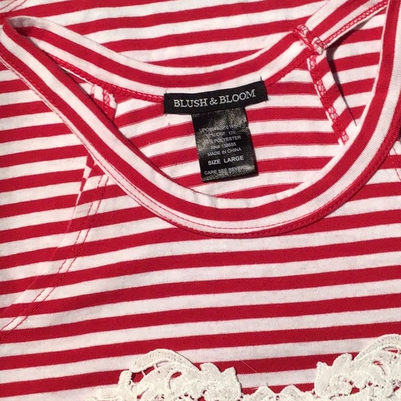 Blush & Bloom high/lo tank red/white stripe Girls L - Picture 4 of 5